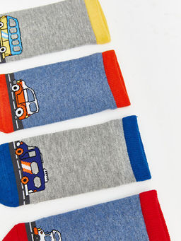 Bask?l? Erkek ?ocuk Patik ?orap Seti 7li