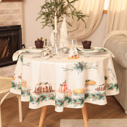 Скатерть новогодняя Этель New Years treat, d=150 см +/-3 см с ВГМО, 100% хлопок, саржа 190 г/м?