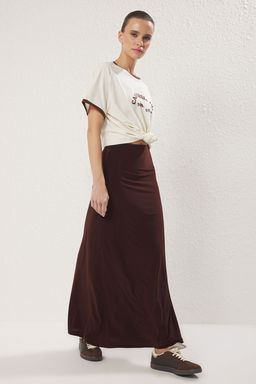 TRENDYOLMILLA Siyah Vucuda Oturan Bal?k Form Esnek Orme Maxi Etek TWOSS24ET00155  фото 2