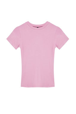 Pembe Viskoz/Yumusak Kumas Vucuda Oturan Esnek Orme Bluz TWOSS24BZ00296