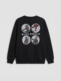 Bisiklet Yaka Spider-Man Bask?l? Erkek ?ocuk Sweatshirt