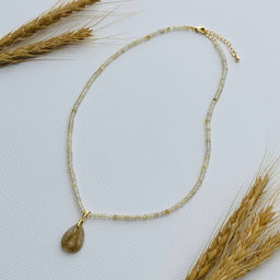 Бусы-Чокер из Рутилового кварца с кулоном 38 см +