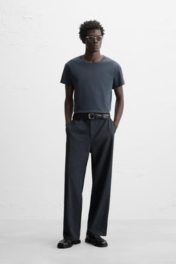 REGULAR FIT TEXTURED TROUSERS