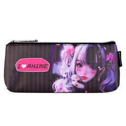 Пенал "I Love Anime" 21x8x3,5 см, треугольный для 45 предметов, на молнии, искусственная кожа с антивандальной фактурой, с подкладом