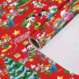 Цена за 10 шт. Упаковочная бумага новогодняя, 70 х 100 см, Микки Маус