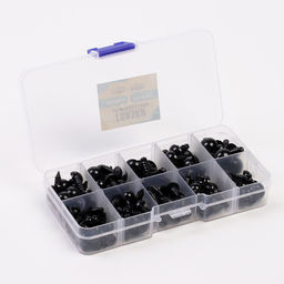 Набор винтовых глазок для кукол и игрушек с заглушками, цвет черный, 142 шт.
