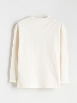 Bisiklet Yaka Dinozor Bask?l? Erkek ?ocuk Sweatshirt