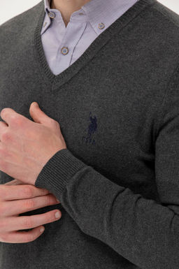 Мужской базовый свитер антрацитового меланжа - U.s. polo assn фото 21