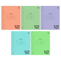 Тетрадь 12л. BG косая линия "UniTone. Mix" (Т5ск12_пл 57702) пластиковая обложка