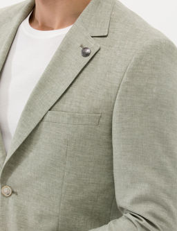 A__k Ye_il Ekstra Slim Fit Keten Kar___ml_ Blazer Ceket
