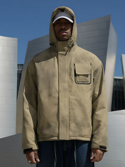 Куртка спортивная мужская весна осень бежевого цвета 25473B