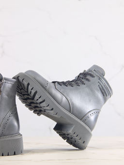 Ботинки 319.taskanagr.Вакса серая/шерсть