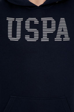 Erkek Lacivert Kap__onlu Basic Sweatshirt