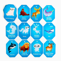 Карточки на кольце для изучения английского языка Животные полюсов, 3+ - Лас играс фото 8