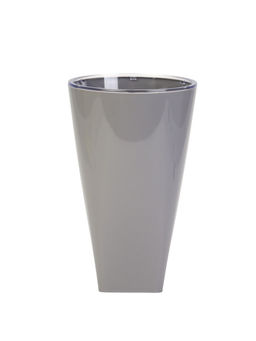 Кашпо для цветов «Грейс», 2.7 л, d=15 см, h=25 см, пластиковое, со вставкой, серое