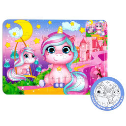 Пазл в рамке Мир чудес, 34 детали + раскраска