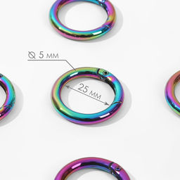 Цена за 2 шт. Кольцо-карабин, d=25/35 мм, толщина - 5 мм, 5 шт., разноцветное