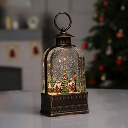 Светодиодная фигура «Фонарь с городом» 10.7×21.5×6.3 см, пластик, от батареек АААх3, USB, свечение тёплое белое