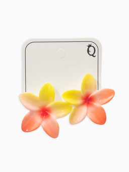 Цена за 3 шт. Серьги пластик «Цветок Лилии», жёлтый, оранжевый