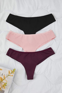 Pembe-Cok Renkli 3lu Micro Bask?l? Tanga Kulot THMAW26KU00042