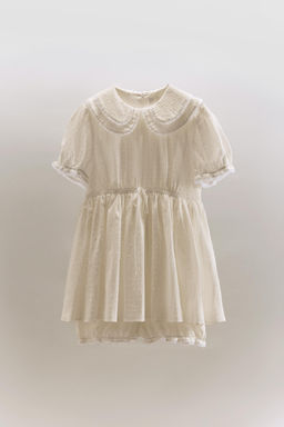 DOTTED MESH PETER PAN COLLAR JUMPSUIT DRESS - Zara фото 4