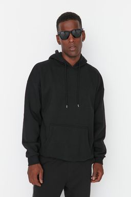 TRENDYOL MAN Siyah Oversize/Genis Kesim Kapusonlu Ici Polar/S?cak Tutan Cicek Bask?l? Sweatshirt TMNAW22SW1651 - Trendyolmilla фото 2