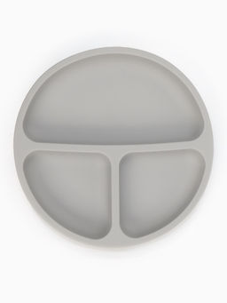 Тарелка детская секционная с ложкой и вилкой, 3 секции, серый, Mum&Baby