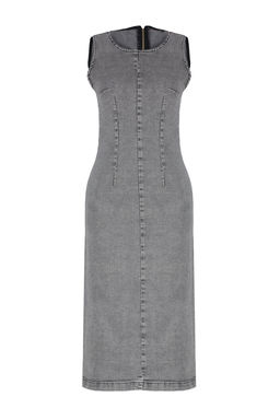 Trendyolmilla Antrasit Fitted/Vucuda Oturan Midi Denim Elbise TWOSS24EL00383  фото 7