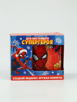 Детский сладкий новогодний подарок Человек-паук, конфеты 150 г, кружка керамическая