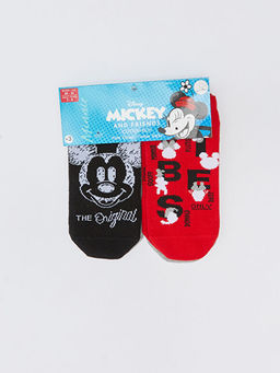 Mickey Mouse Desenli K?z ?ocuk Soket ?orap 3l?