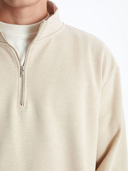 Dik Yaka Uzun Kollu Erkek Kal?n Sweatshirt