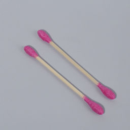 Ватные палочки на деревянной основе «Сердце», 7 см, 112 шт., в пластиковом органайзере, розовые