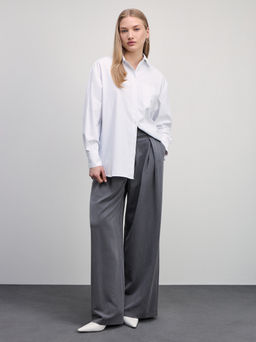 Рубашка из хлопка с пуговицами по бокам / Zarina фото 2