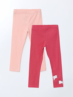 Bisiklet Yaka Bask?l? K?z ?ocuk Tayt 2li