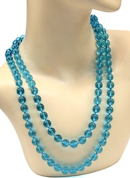 Бусы длинные шарик 10мм цв.голубой