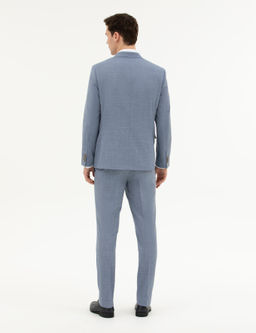 A__k Mavi Slim Fit Y_n Tak_m Elbise