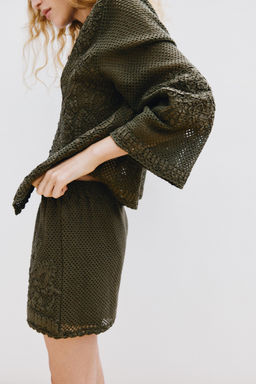 CHAQUETA COMBINADA CROCHET / Khaki - Zara фото 3