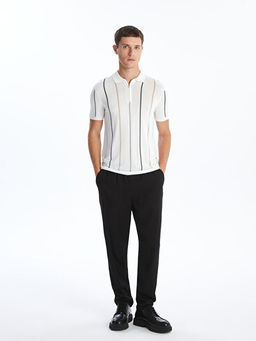 Polo Yaka K?sa Kollu ?izgili Erkek Triko Kazak