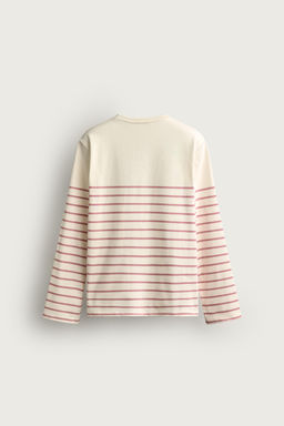 CAMISETA RELAXED FIT JACQUARD RAYAS / Rosa claro - Zara фото 8
