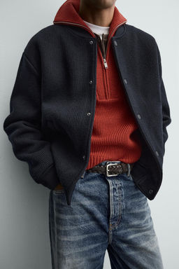 RIBBED BOMBER JACKET