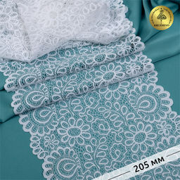 Кружево-стрейч KRUZHEVO арт.TBY.YSTL00839 шир.205мм цв.01 белый уп.25м