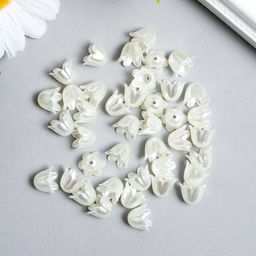 Цена за 2 шт. Бусины для творчества пластик Колокольчик жемчужный набор 40 шт. 1?0.9?0.9 см