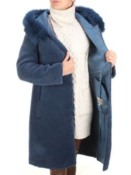1911 DK. BLUE Дубленка женская зимняя SHARK WARSHIP (60% кашемир, 40% вискоза) - Fashion фото 8