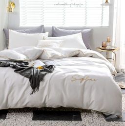 КПБ Mency однотонный с вышивкой MENO008 Семейный