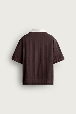 CAMISA RELAXED FIT BORDADO GUINDILLA / Chocolate