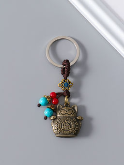 Цена за 2 шт. Брелок металл нэцке "Кот Манэки-нэко" 1х3х6 см