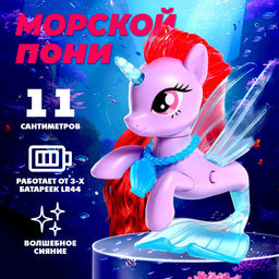 Игрушка-сюрприз Морской пони со светом и наклейками, МИКС