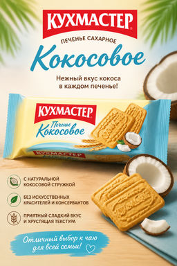 Печенье Кухмастер Кокосовое сахарное 170 г