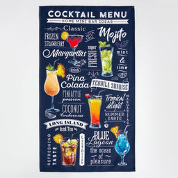 Набор полотенец Этель Cocktail menu 40х73 см - 2 шт, 100% хлопок, саржа 190 г/м2  фото 6