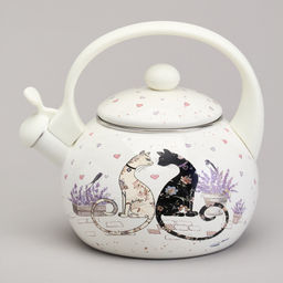 ЧАЙНИК AGNESS ЭМАЛИРОВАННЫЙ СО СВИСТКОМ СЕРИЯ LAVANDER CATS, 2,2 Л